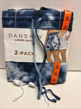 Danskin Blue and White Tie-Dye Lounge Shorts - 2-Pack